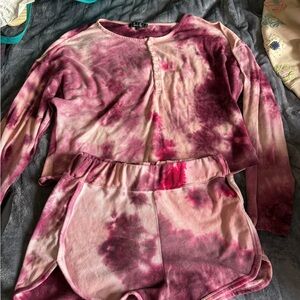 Trixxi Francesca’s Pink and Purple Tie-Dye matching Jammie’s set lounge wear